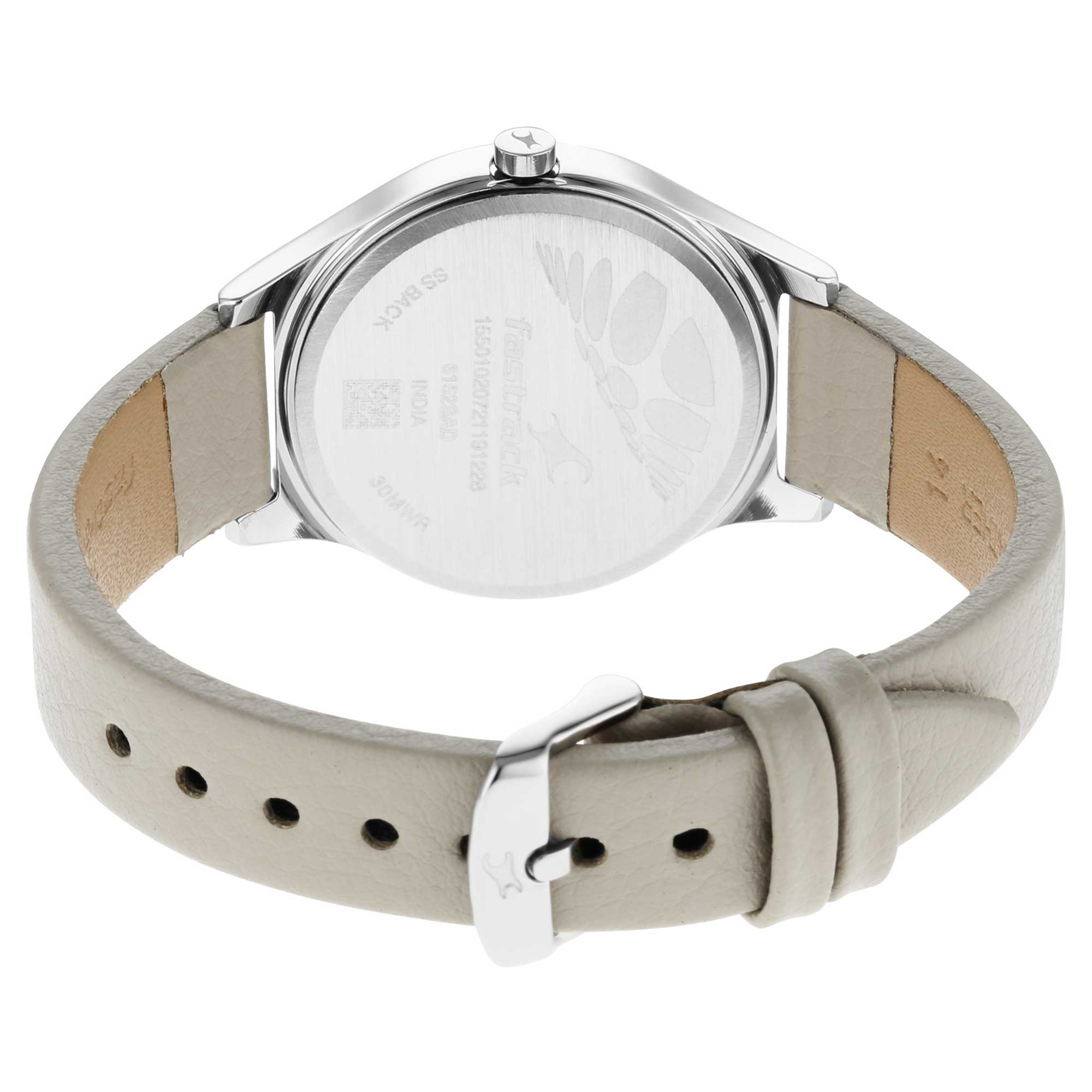 Fastrack Stunners Quartz Analog White Dial Leather Strap Watch for Girls 6152SL06