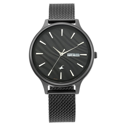Fastrack Fastrack Ruffles Quartz Analog with Day and Date Black Dial Stainless Steel Strap Watch for Girls 6207NM01