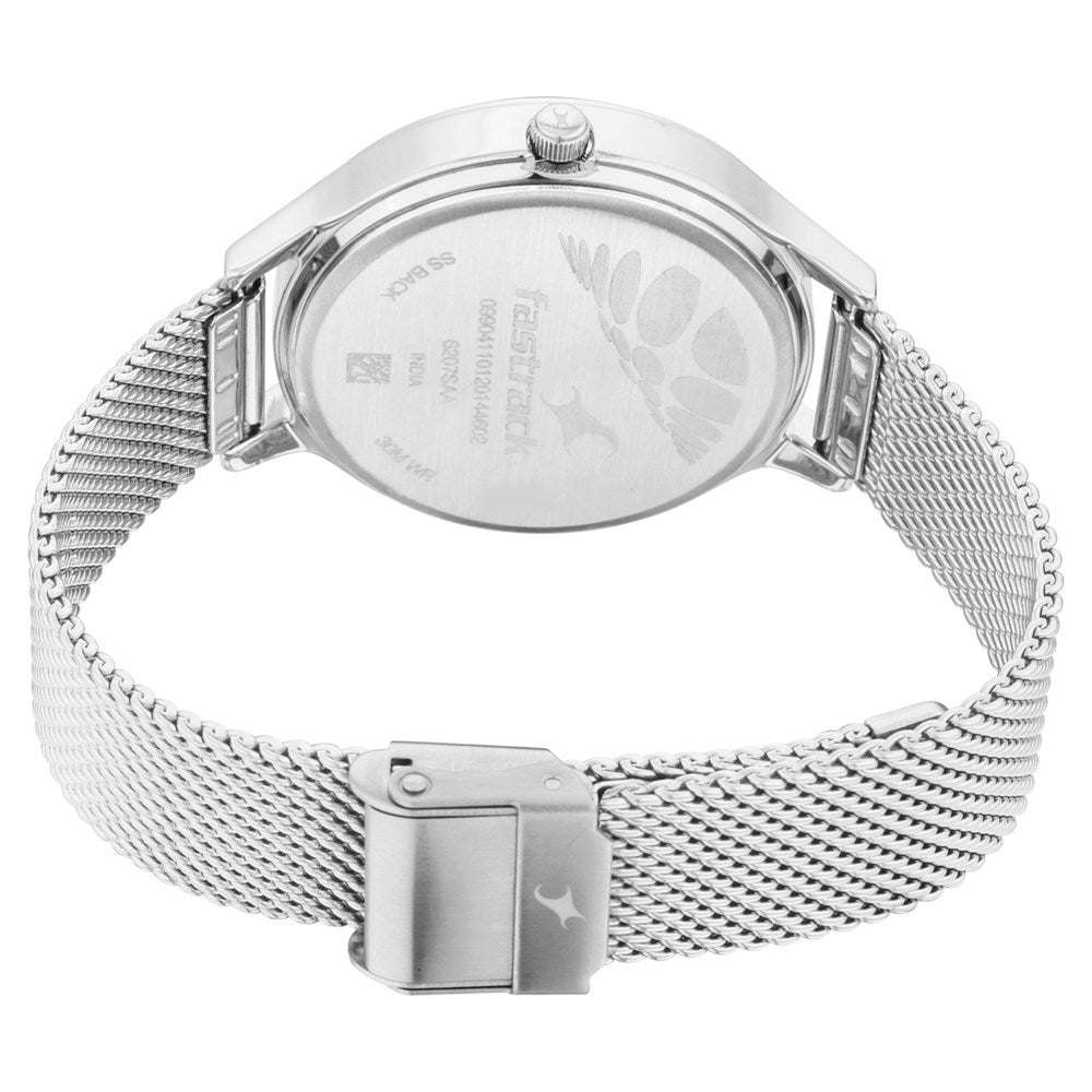 Fastrack Ruffles Quartz Analog with Day and Date Pink Dial Stainless Steel Strap Watch for Girls 6207SM01