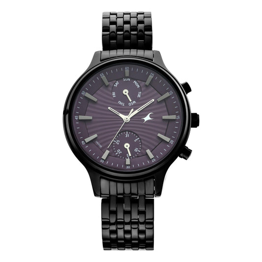 Fastrack Ruffles Quartz Multifunction Purple Dial Stainless Steel Strap Watch for Girls 6208NM01