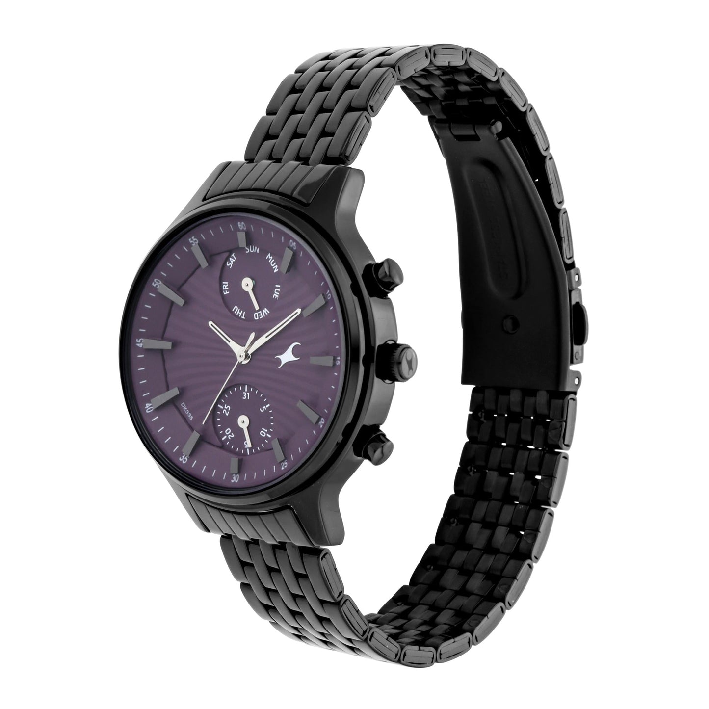 Fastrack Ruffles Quartz Multifunction Purple Dial Stainless Steel Strap Watch for Girls