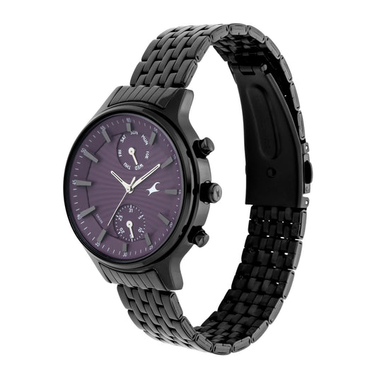 Fastrack Ruffles Quartz Multifunction Purple Dial Stainless Steel Strap Watch for Girls