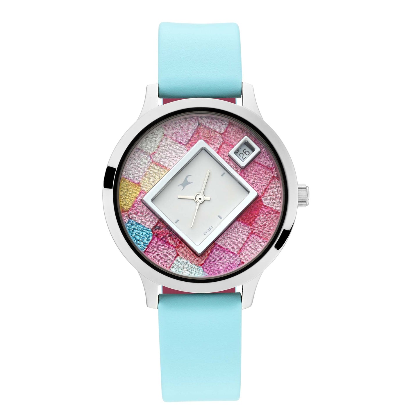 Fastrack Fit Outs Quartz Analog with Date Multicoloured Dial Leather Strap Watch for Girls