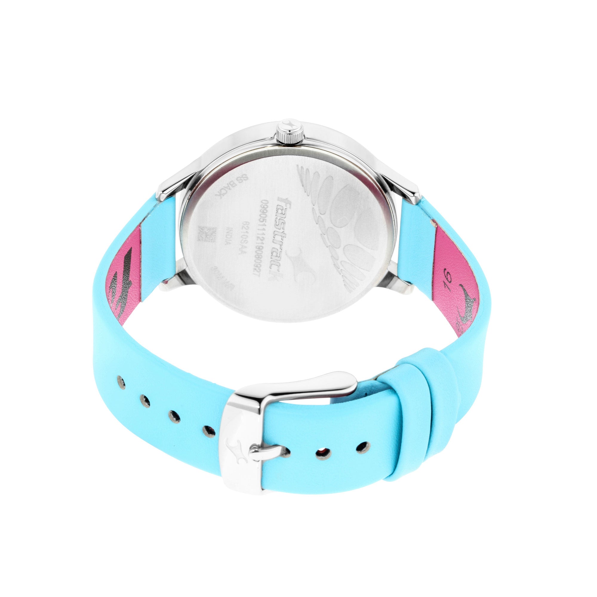 Fastrack Fit Outs Quartz Analog with Date Multicoloured Dial Leather Strap Watch for Girls