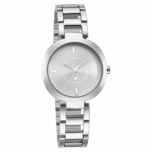 Fastrack Stunners Quartz Analog Silver Dial Metal Strap Watch for Girls 6247SM01