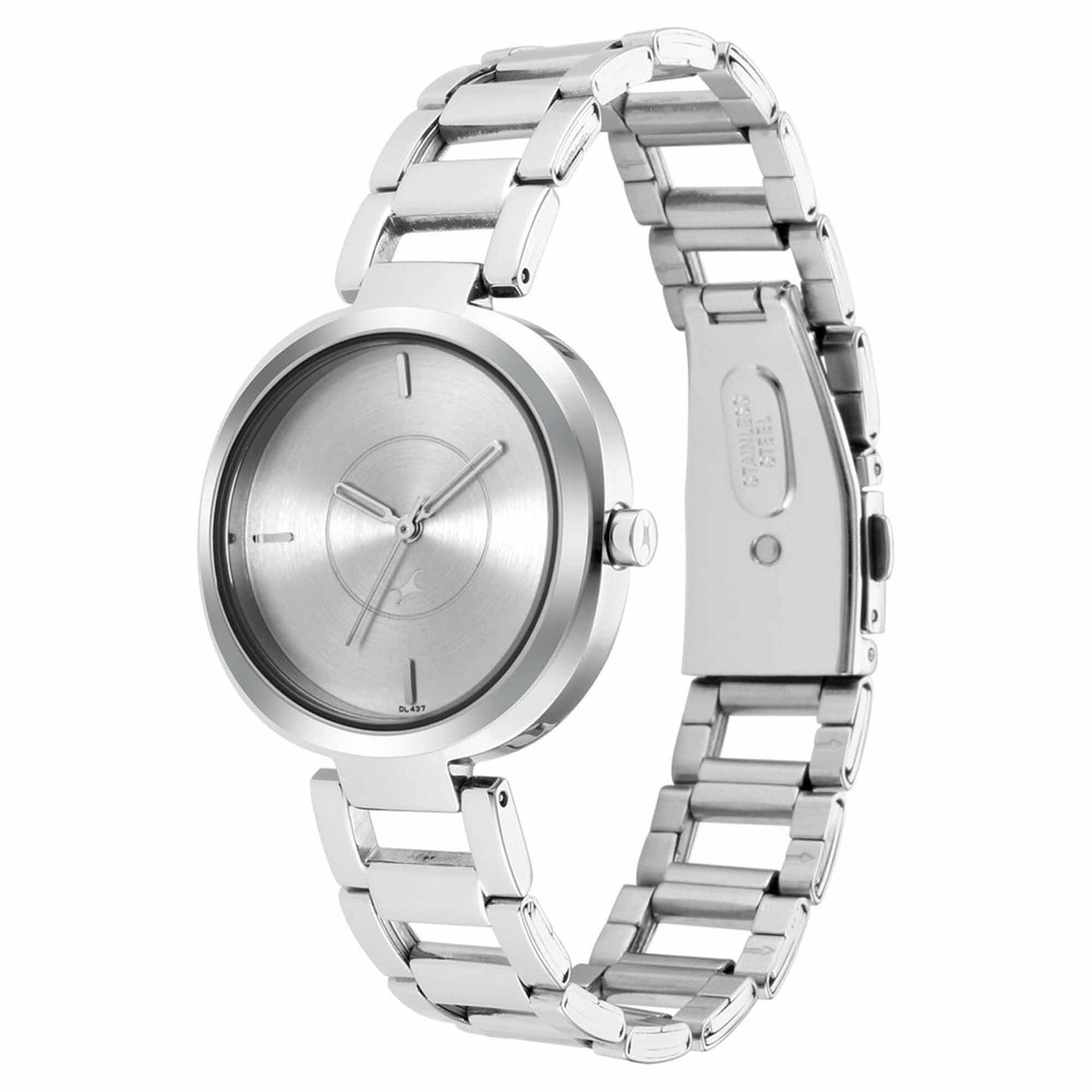 Fastrack Stunners Quartz Analog Silver Dial Metal Strap Watch for Girls 6247SM01