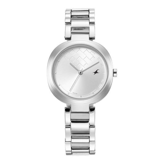 Fastrack Stunners Quartz Analog Silver Dial Stainless Steel Strap Watch for Girls 6247SM02