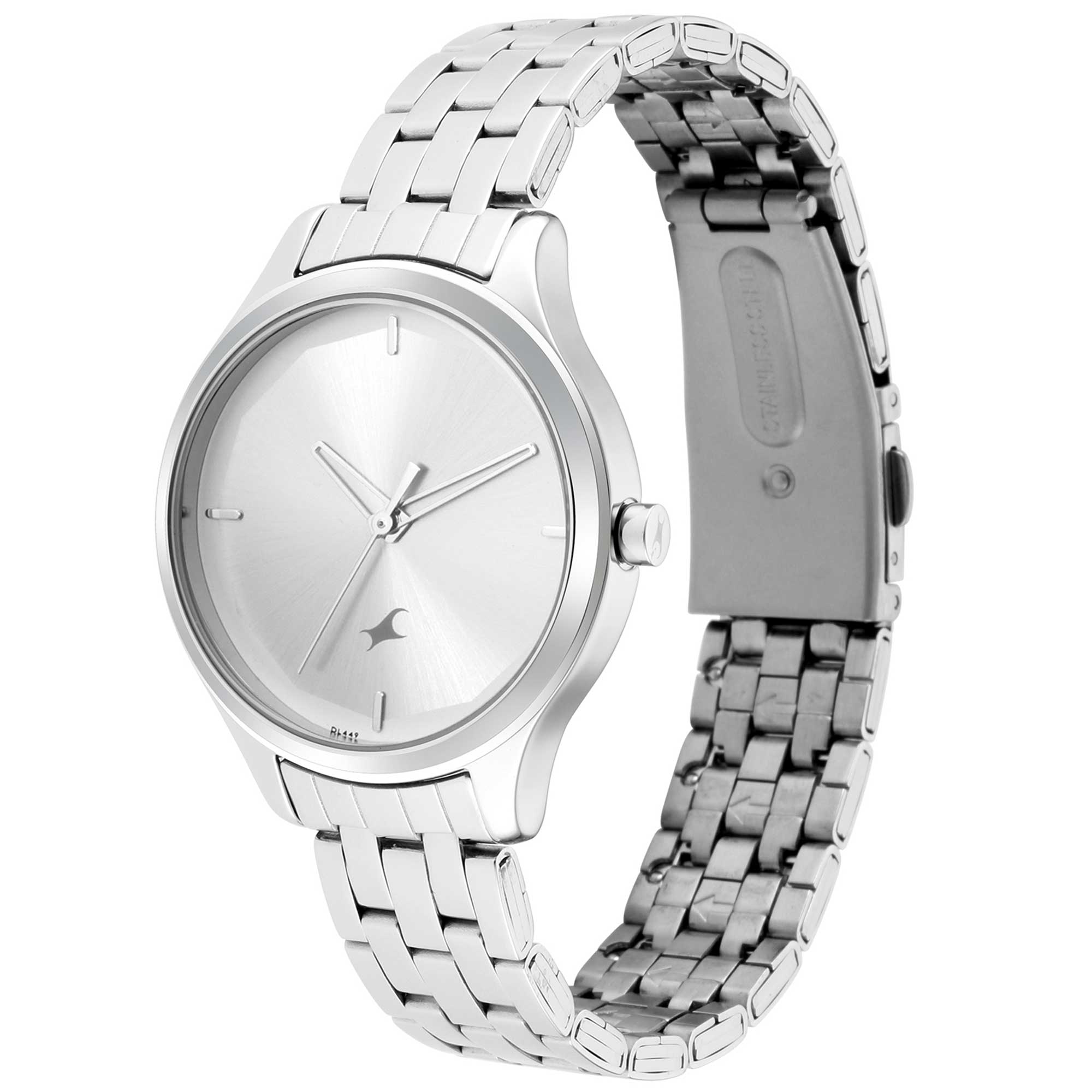 Fastrack Stunners Quartz Analog Silver Dial Metal Strap Watch for Girls 6248SM01
