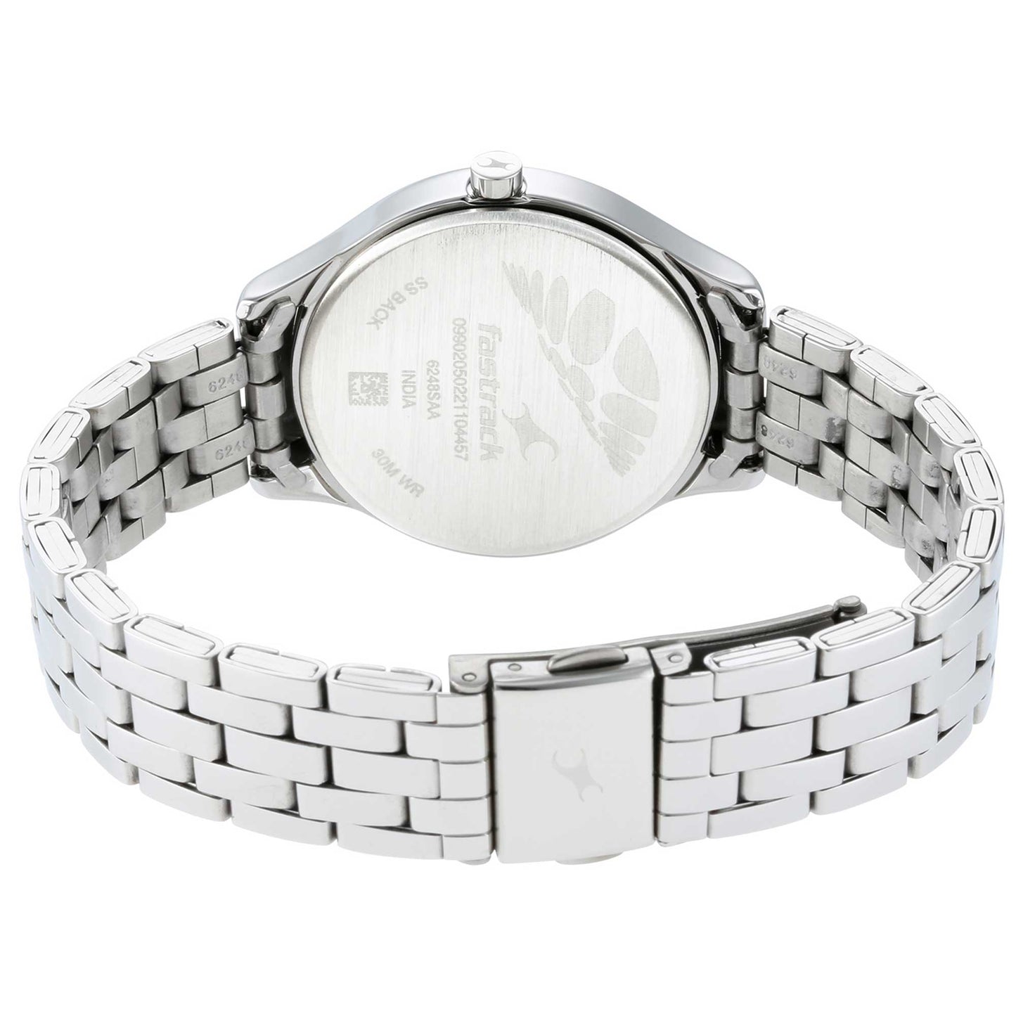 Fastrack Stunners Quartz Analog Silver Dial Metal Strap Watch for Girls 6248SM01