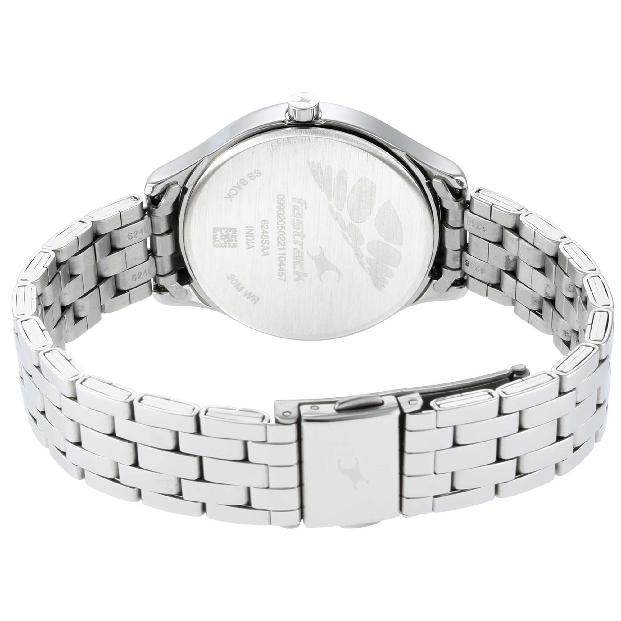 Fastrack Stunners Quartz Analog Silver Dial Metal Strap Watch for Girls 6248SM01