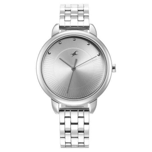 Fastrack Stunners Quartz Analog Silver Dial Metal Strap Watch for Girls 6282SM01
