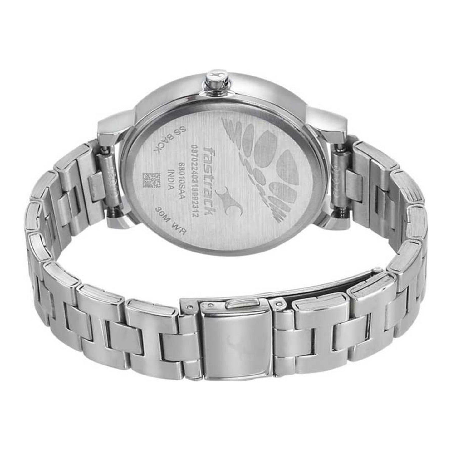 Fastrack Quartz Analog White Dial Stainless Steel Strap Watch for Girls 68010SM01