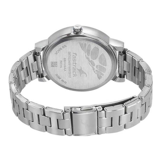 Fastrack Quartz Analog White Dial Stainless Steel Strap Watch for Girls 68010SM01