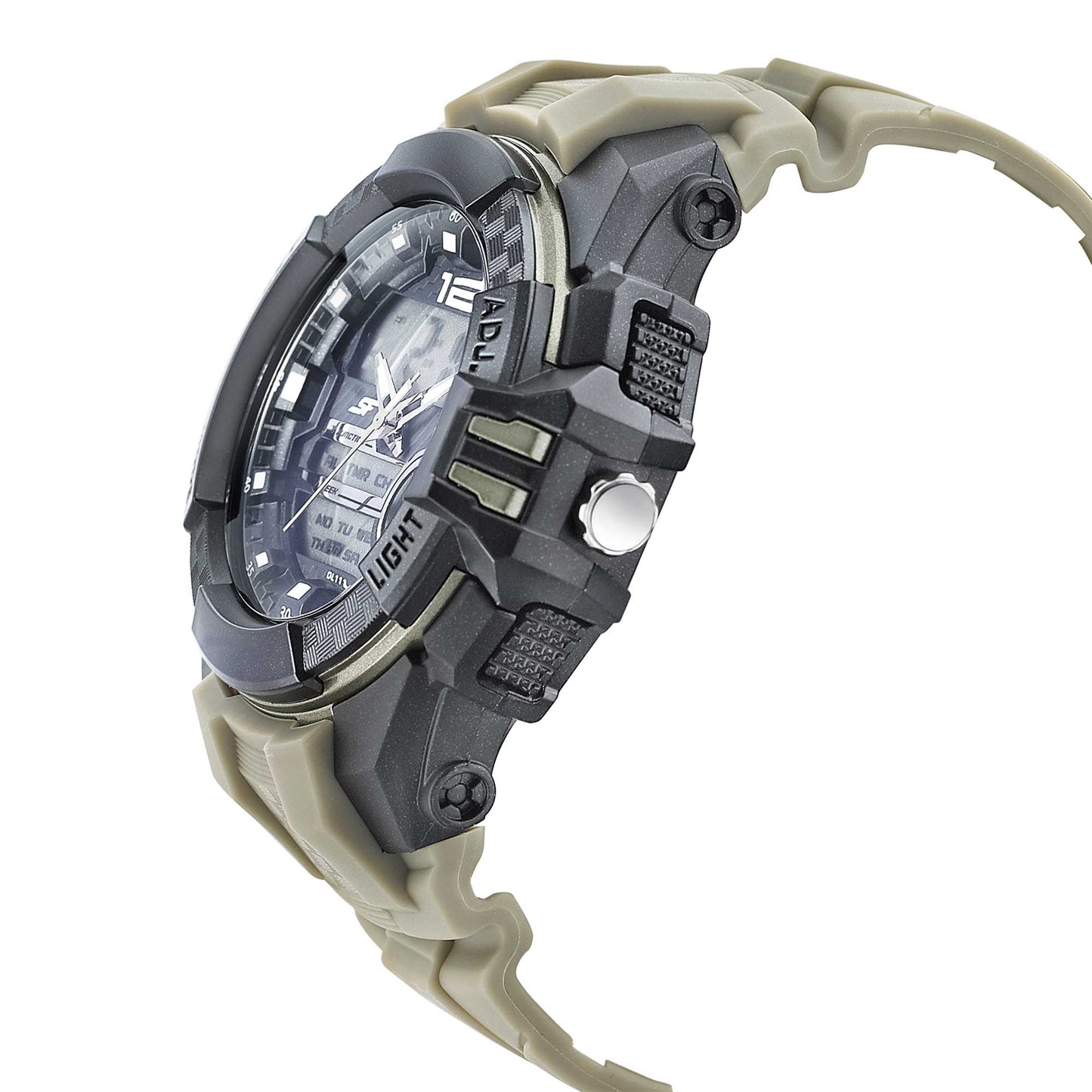 SF Carbon Series Quartz Digital Analog Digital Black Dial Green Polyurethane Strap Watch For Men