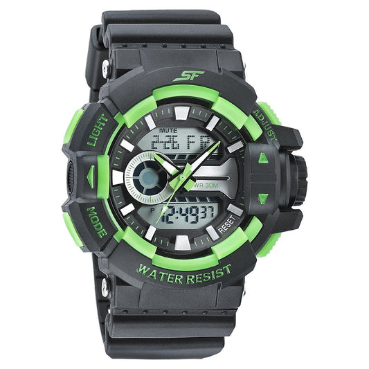 SF Quartz Digital Analog Digital Black Dial PU Strap Watch for Men 77118PP04