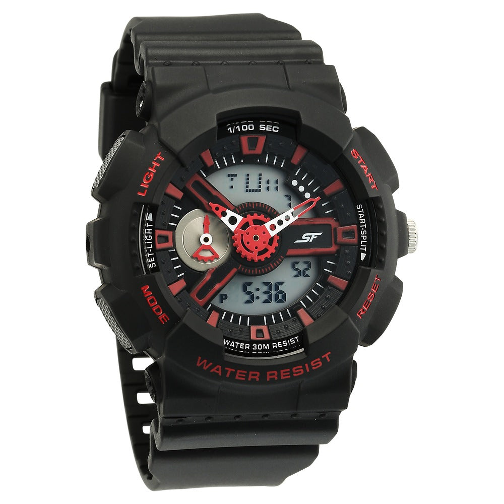 Sonata SF Dreamer Series Quartz Digital Analog Digital Black Plastic Strap for Men 77132PP03