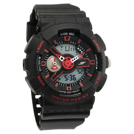 Sonata SF Dreamer Series Quartz Digital Analog Digital Black Plastic Strap for Men 77132PP03