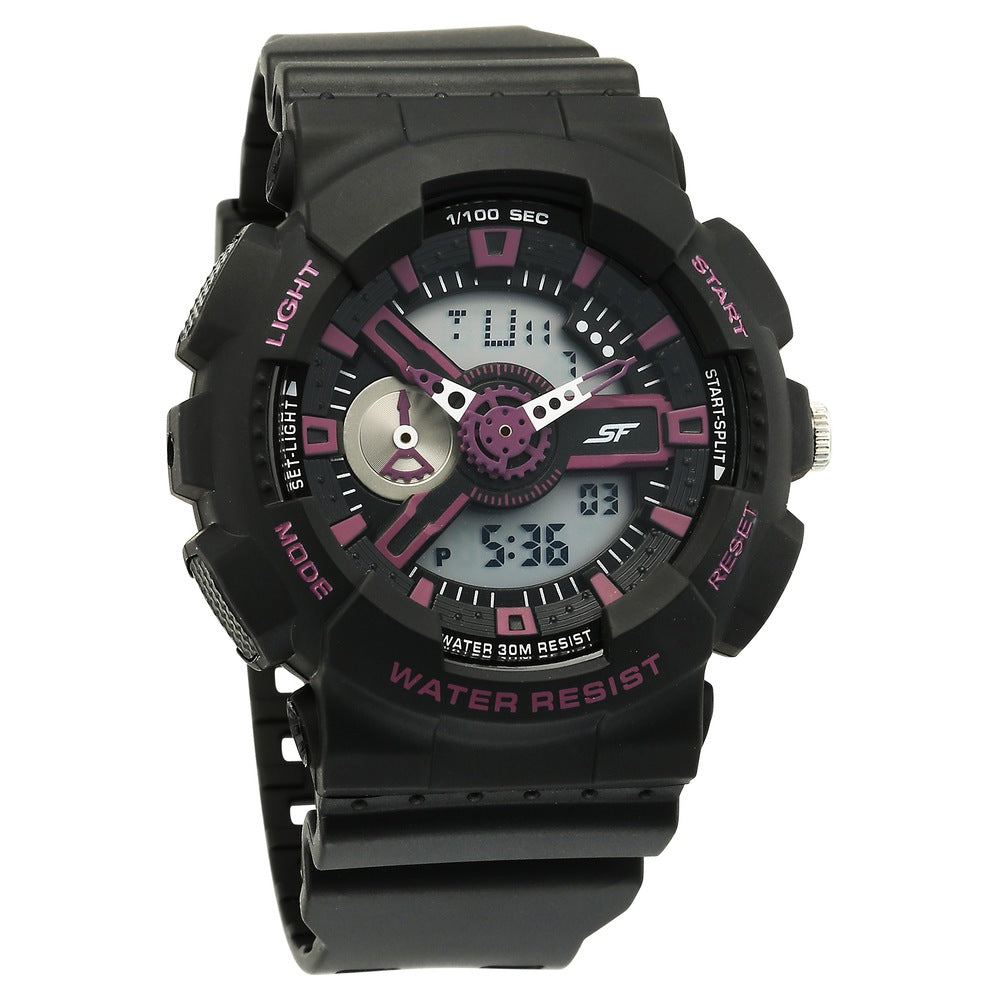 Sonata SF Dreamer Series Quartz Digital Analog Digital Black Plastic Strap for Men 77132PP06