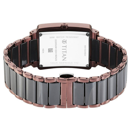 Titan Regalia Shaped Ceramic Quartz Analog with Date Black Dial Steel & Ceramic Strap Watch For Men