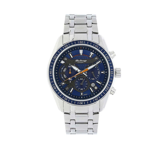 Titan Quartz Chronograph Blue Dial Stainless Steel Strap Watch for Men 90077KM02