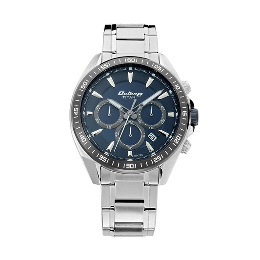 Titan Octane Blue Dial Chronograph Stainless Steel Strap watch for Men 90103KM02