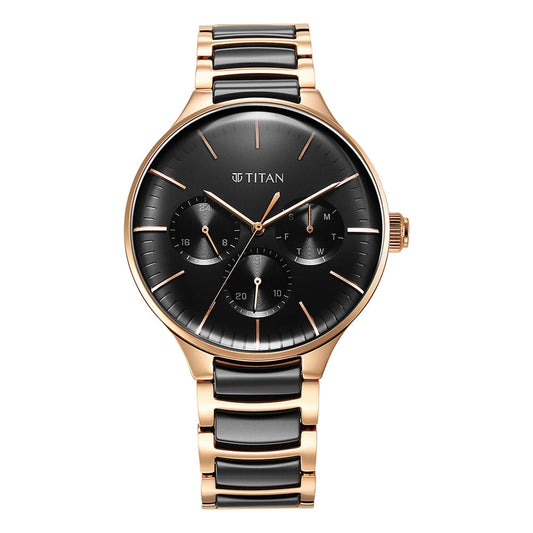Titan Ceramic Fusion Anthracite Dial Multi Stainless Steel Strap Watch for Men 90148KD03