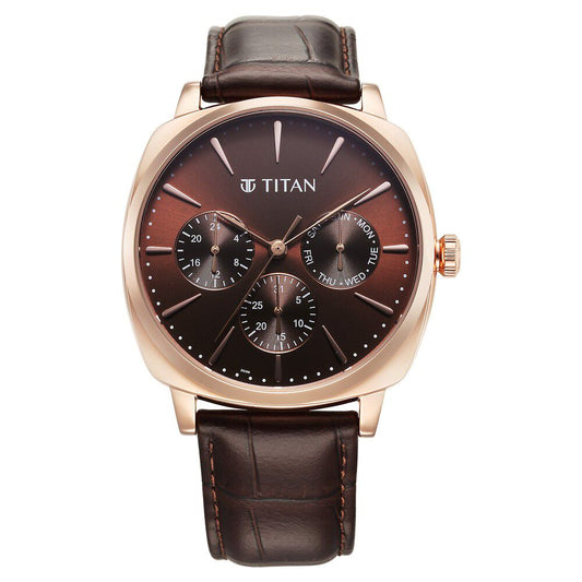 Titan Classique Suave Strap Material Leather Dial Colour Brown 90189WL01