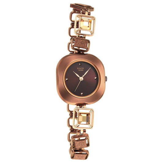 Titan Raga Love All Brown Dial Analog Metal Strap watch for WoMen 95156KM01