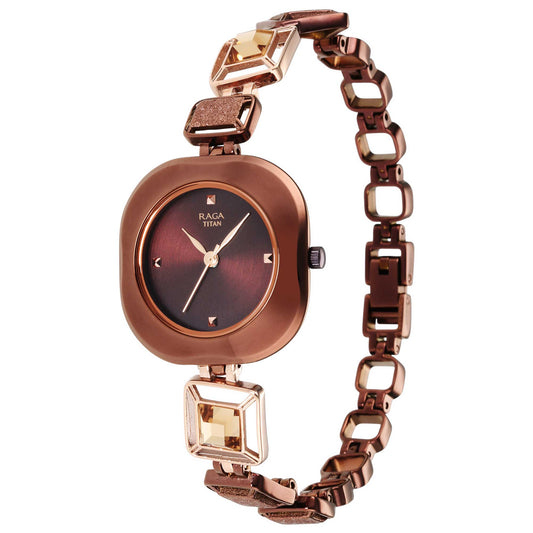Titan Raga Love All Brown Dial Analog Metal Strap watch for WoMen 95156KM01