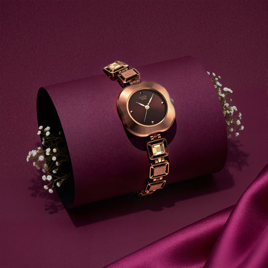 Titan Raga Love All Brown Dial Analog Metal Strap watch for WoMen 95156KM01