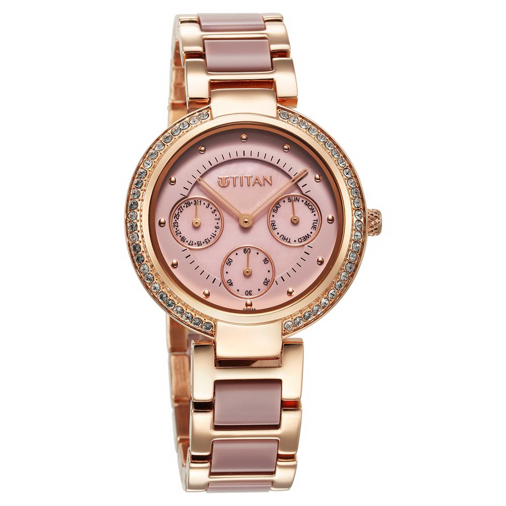 Titan Acetate GlAm Mother Of Pearl Multi Hybrid Strap watch for Women