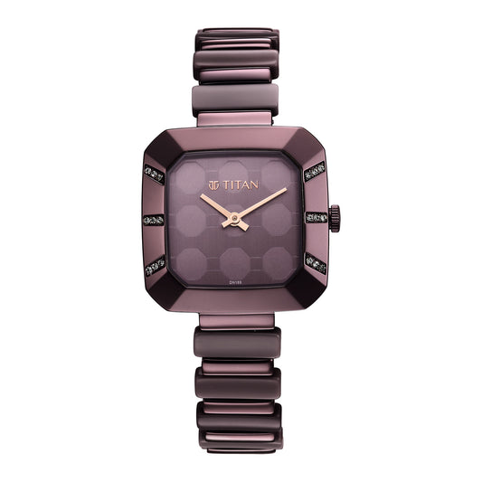 Glitz Purple Dial Metal & Plastic Strap Watch for Women 95208QD01