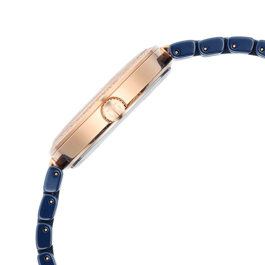 Titan Purple Ceramics Quartz Alog Mother of Pearl Dial Blue Ceramic Strap Watch For Women (95215KC03)