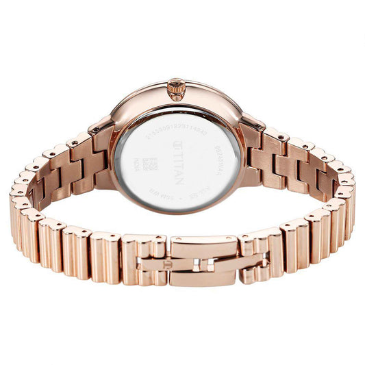 Titan Aura Quartz Alog Silver Dial Stainless Steel Strap Watch for Women (95245WM02)