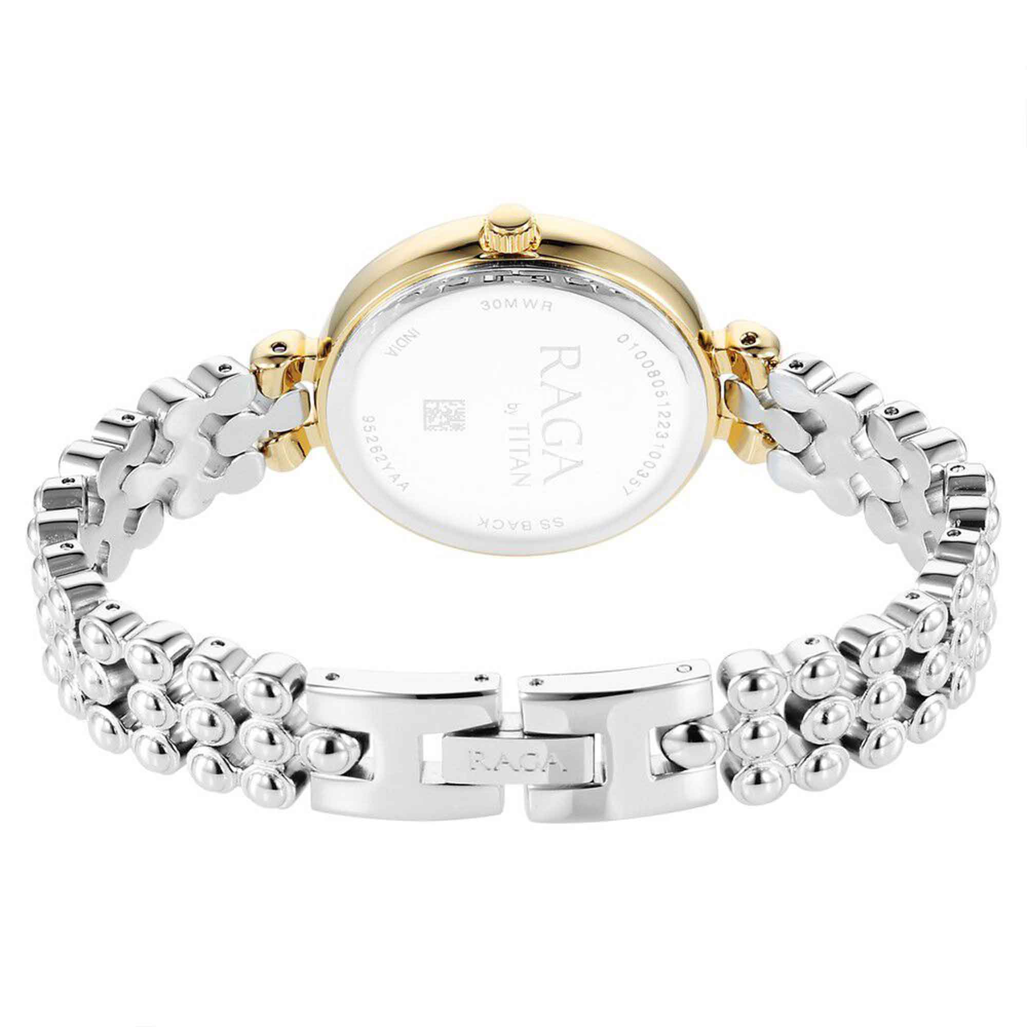 gold and silver women's watch
