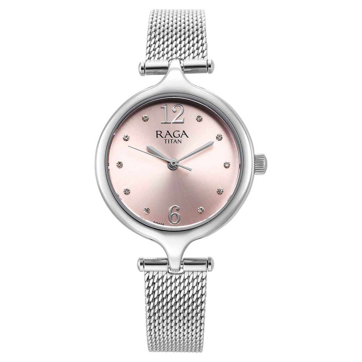 Titan Raga Showstopper Quartz Alog Pink Dial Metal Strap Watch for Women 95268SM01
