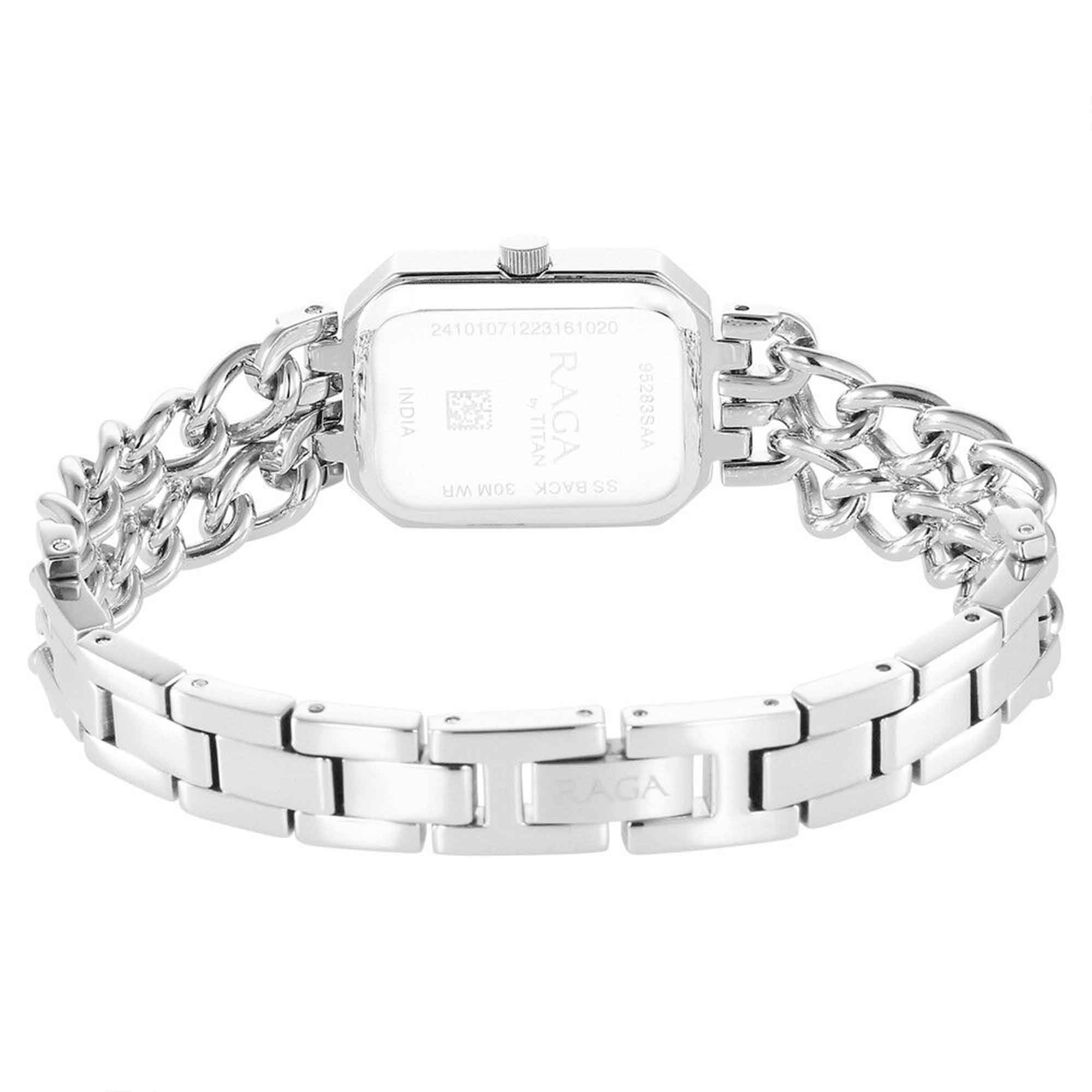 Titan Raga Showstopper Quartz Analog Silver Dial Metal Strap Watch for Women