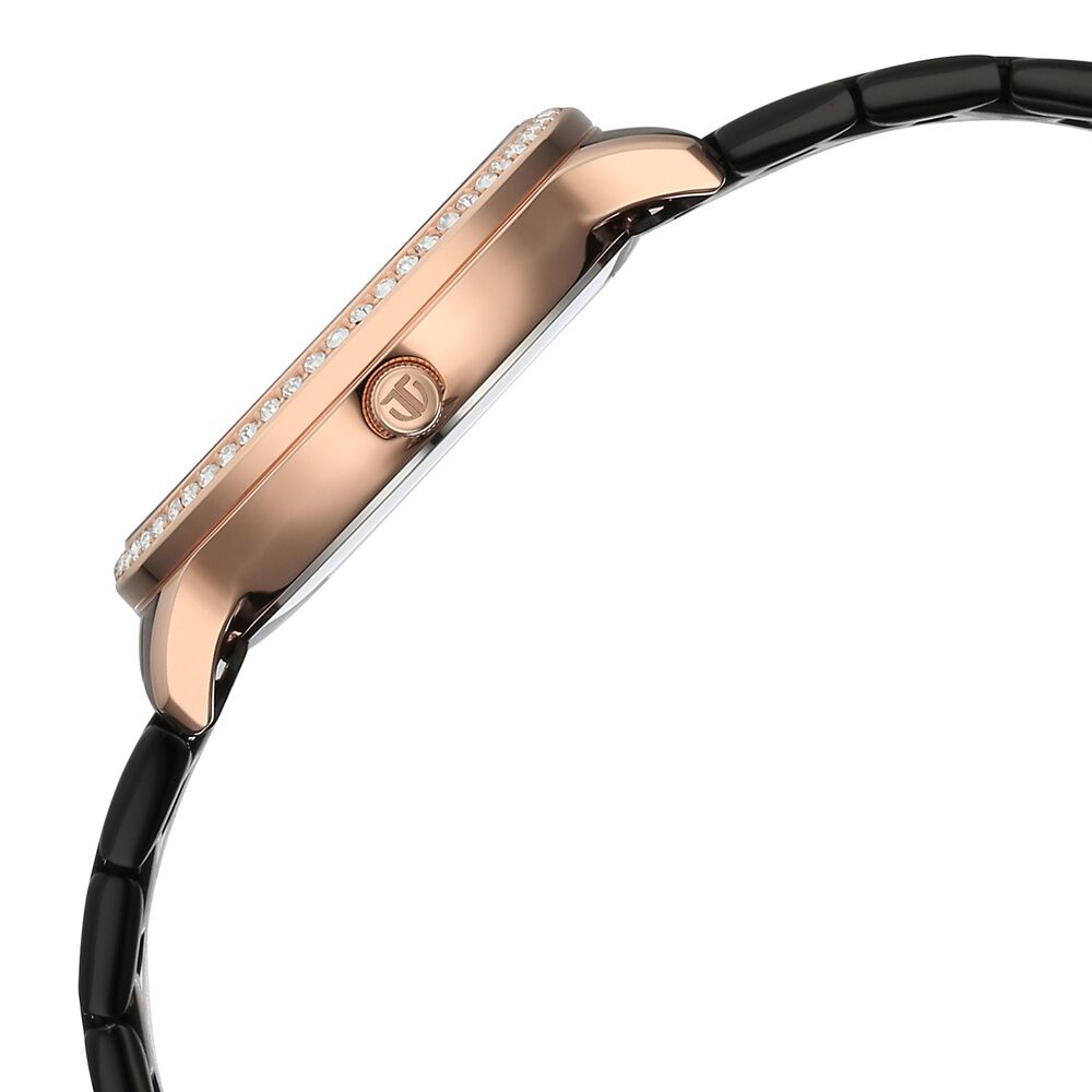 Titan Glamour Quartz Analog Black Dial Black Stainless Steel Strap Watch For Women
