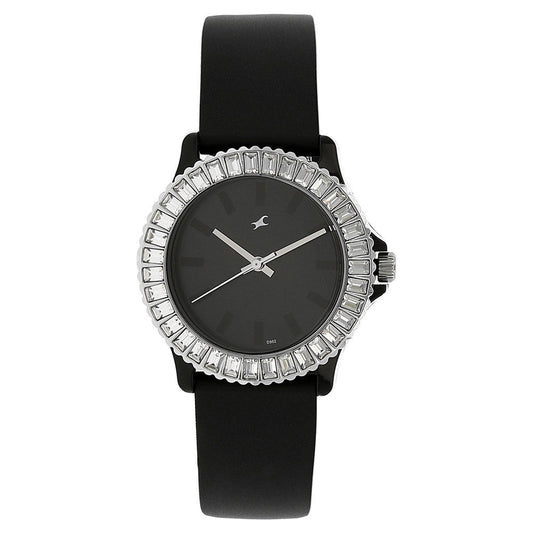 Fastrack Quartz Analog Black Dial Plastic Strap Watch for Girls 9827PP02